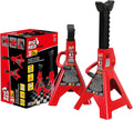 Big RED 3 Ton (6000 LBs) Jack Stands, with Adjustable Lock Car Jack Stand, Fit for Vehicle, Red, 2 Pack