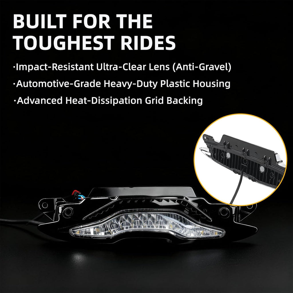 Road Glide Lower Front Fairing LED Running Light Switchback White Amber Turn Signal Accent Lamp for Harley Road Glide FLTRX CVO ST Limited 2024-2026 Clear Lens Plastic(Black)