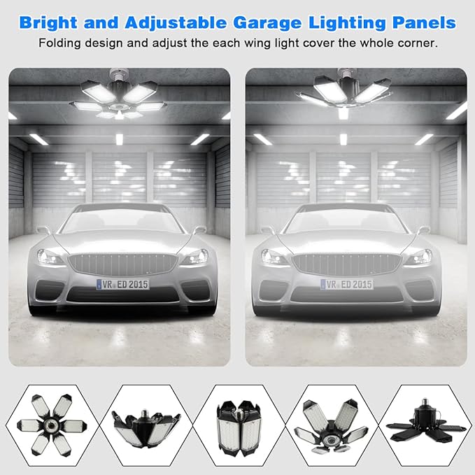 Garage Lights - 2Pack Super Bright 32000LM LED Garage Ceiling Light 6500K LED - Image 3