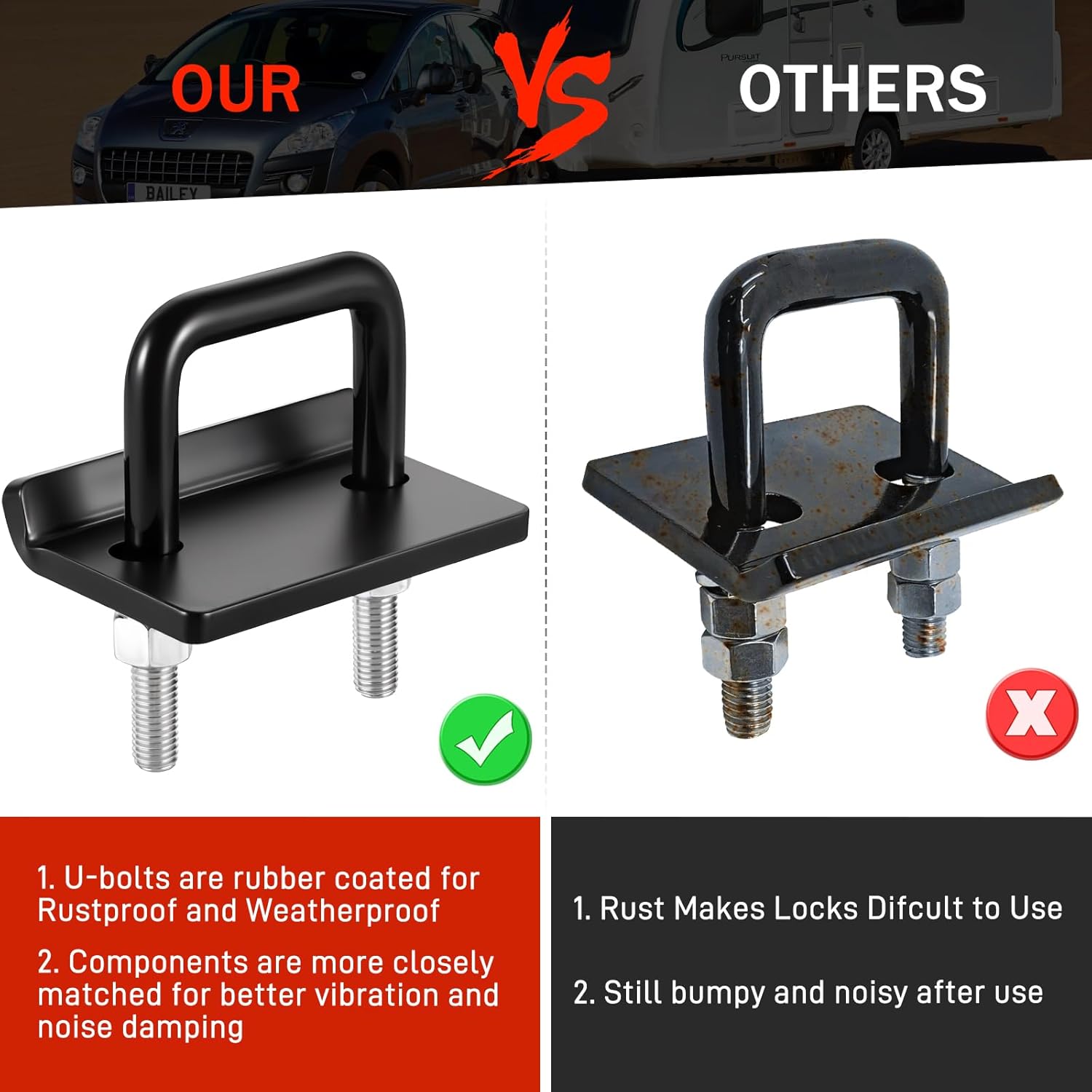 BOYISEN Anti Rattle Hitch Tightener - No Rattle Noise Hitch Stabilizer for 1.25" Trailer Hitch, Reduces Movement, Black