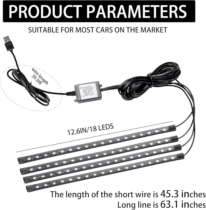 Smart USB Interior Car LED Strip Light - Image 2