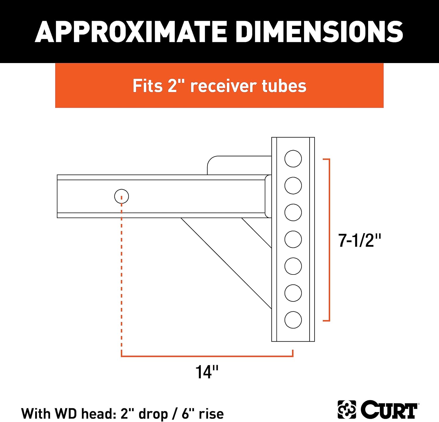 Curt Manufacturing 17103 Adj Hitch Bar 16 in Length