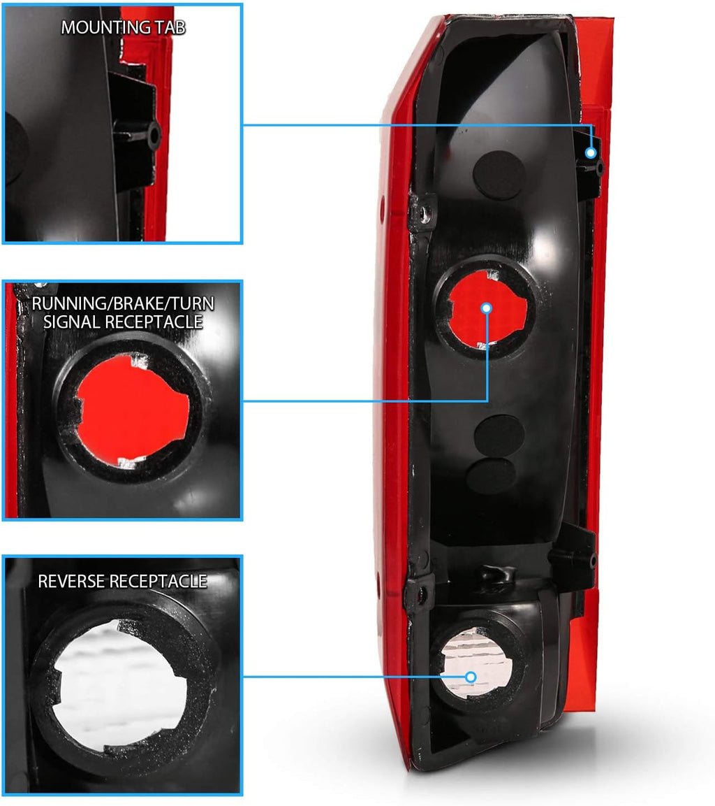 AmeriLite Red Replacement Tail Light Assembly Set for Ford Bronco / F150 F250 F350 Styleside Pickup - Driver and Passenger Side