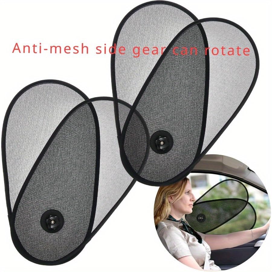 Car Side Window Sunshade, Rotatable Adjustable Sun Blocker with Suction Cups, Anti-Glare UV Protection Mesh Sun Visor, Universal for Cars, SUVs and Trucks Black