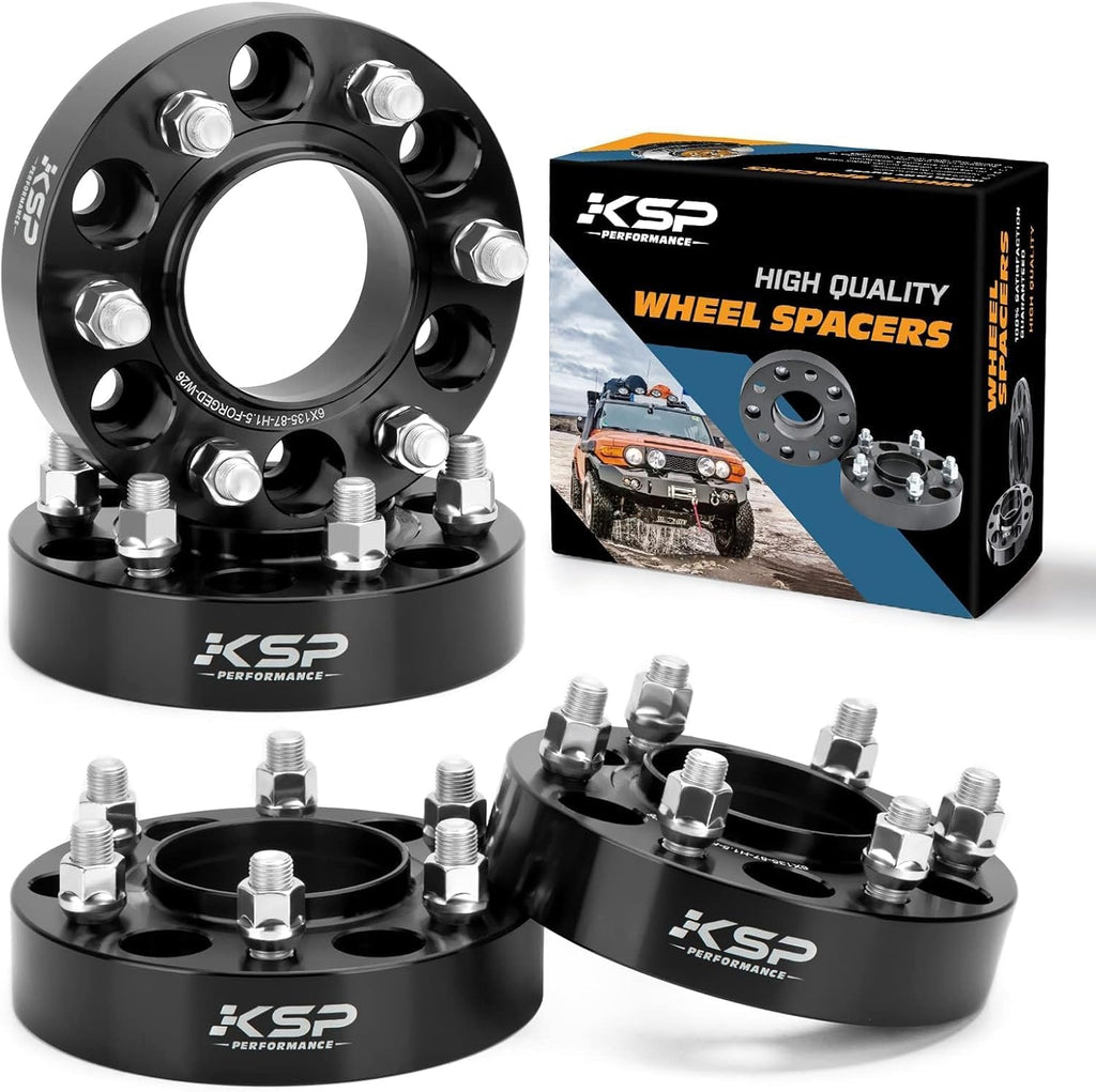 KSP 6x135 to 6x135 Wheel Spacers for F150, 1.5in 38mm Hubcentric 6 Lug Wheel Adapters for 2015-2026 F150 Expedition,Navigator with M14x1.5 Studs and 87.1mm Hub Bore, 4pcs Black