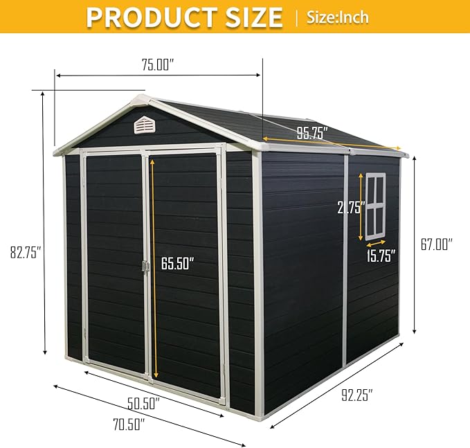 6x8 FT Outdoor Storage Shed, Resin Garden Shed - Image 4