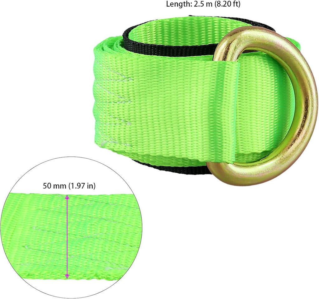JOIKIT 4 Pack 2 Inch x 8.2 Ft Lasso Tow Strap with D Ring Auto Tie Down for Wheel Lift, Wrecker, Rollback, Tow Truck, Green