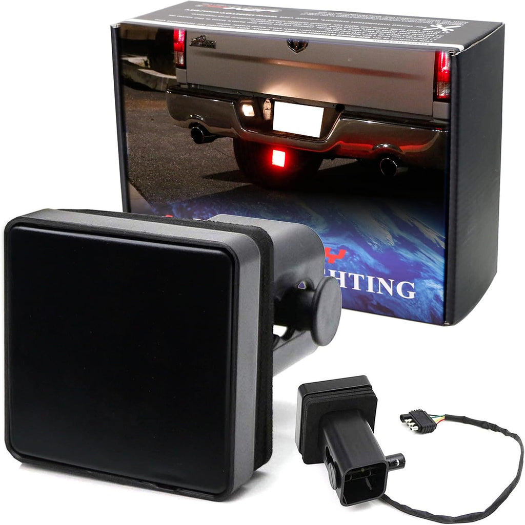 iJDMTOY 35-035-Smoked Dark Smoke Lens Tail/Brake Light Compatible With Truck SUV Trailer Class 3/4/5 2-Inch Towing Hitch Receiver, Powered by 15 Super Bright Red LED Bulbs