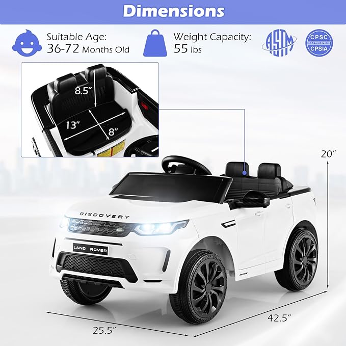 Costzon 12V Kids Ride On Car, Licensed Land Rover Electric Vehicle w/Remote - Image 6