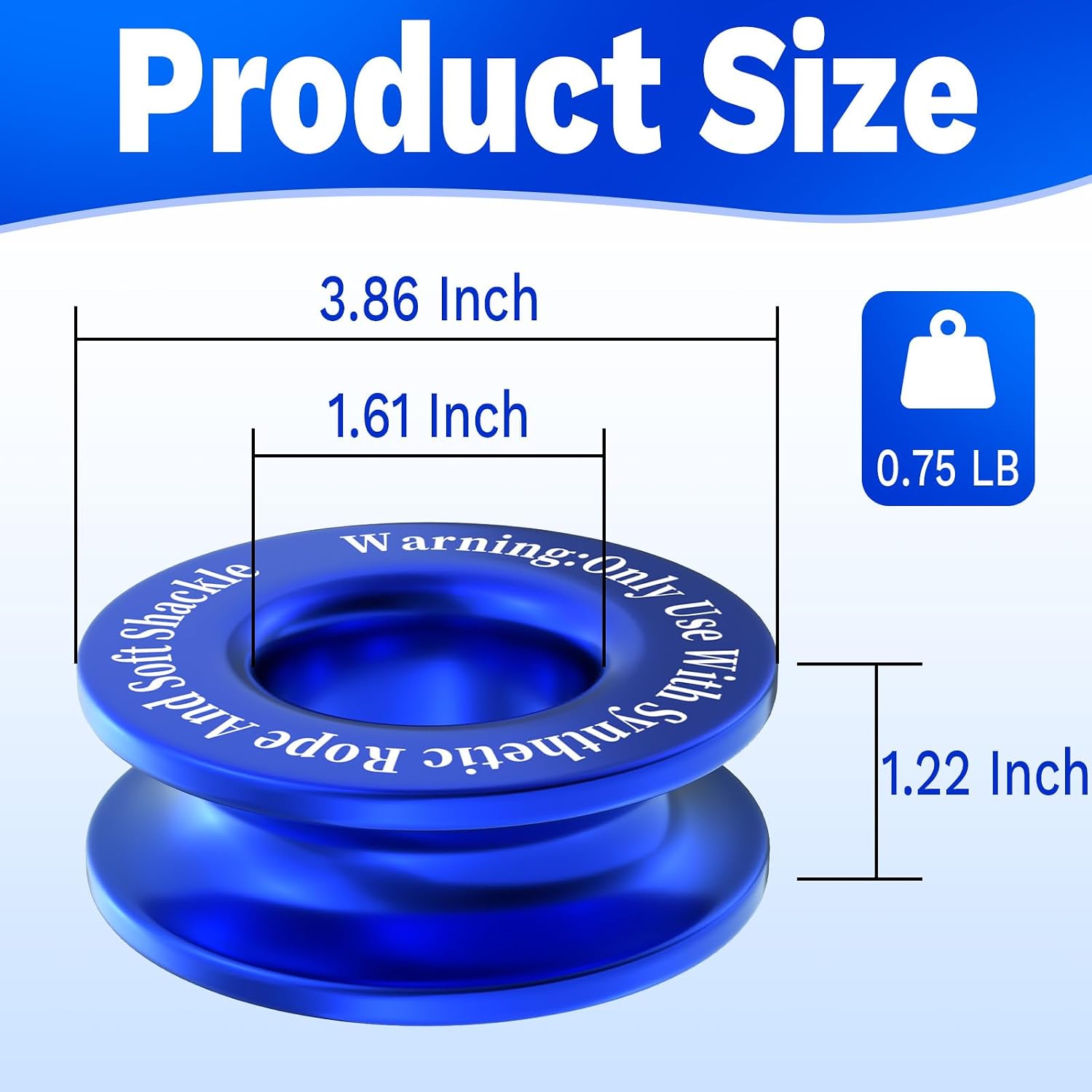 Winch Snatch Recovery Ring, Heavy Duty 66000 Lbs Break Strength Snatch Block Ring, Towing Rcovery Snatch for Soft Shackle and Synthetic Rope, Compatible with ATV UTV SUV Truck Off-Road Vehicle (Blue)
