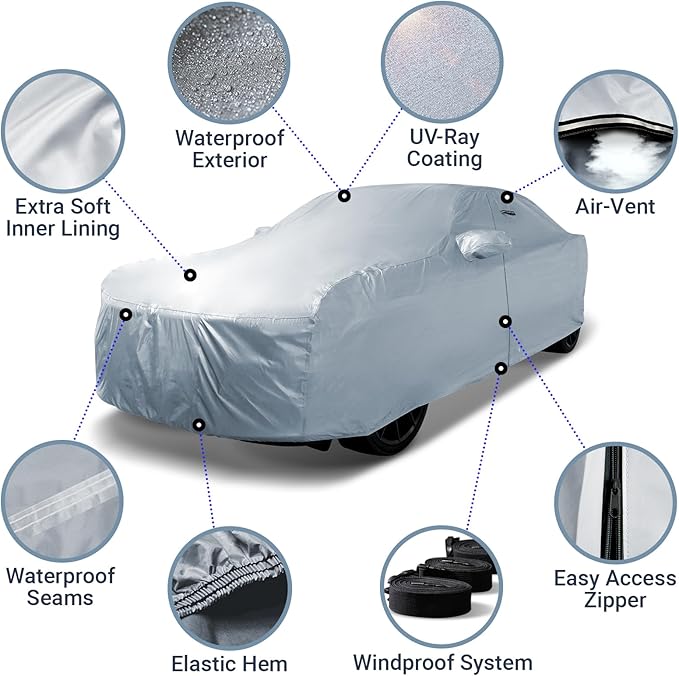 iCarCover 18-Layer Car Cover Waterproof All Weather, UV Protection, Ford Mustang - Image 3
