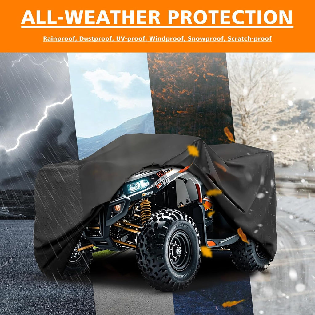 COVERVIN ATV Cover Waterproof, All Weather Rain and Sun Protection 4 Wheel Cover Quad Cover for Honda Suzuki Kawasaki Yamaha Polaris 86''L x 38''W x 42''H (XXL)