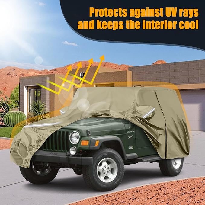 Waterproof Car Covers Replace for 1987-2006 Jeep Wrangler, Windproof Bands for - Image 7