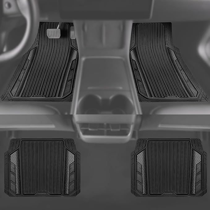 CAR PASS Heavy Duty Rubber Car Mats Metallic, Aluminum Film All Weather Floor - Image 5