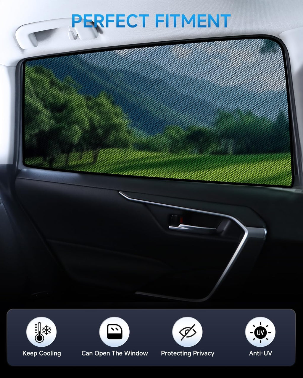 Car Window Shades for Chevy Silverado(2020-2026), 2-Pack Rear Window Sun Shades for Baby – Breathable Mesh, UV & Heat Blocker, Privacy Protection for Camping, Travel, Sleep & Nursing