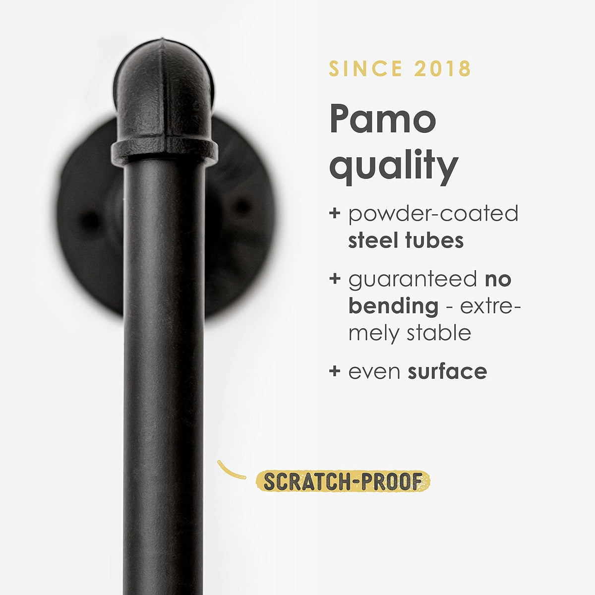 pamo ceiling mounted clothes rack – black, 41x38, close-up detail