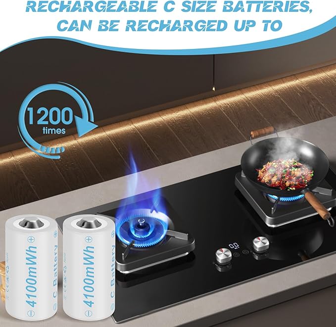 Rechargeable Lithium C Battery 4 Pack, Batteries c Size，Long Lasting1.5V C - Image 7