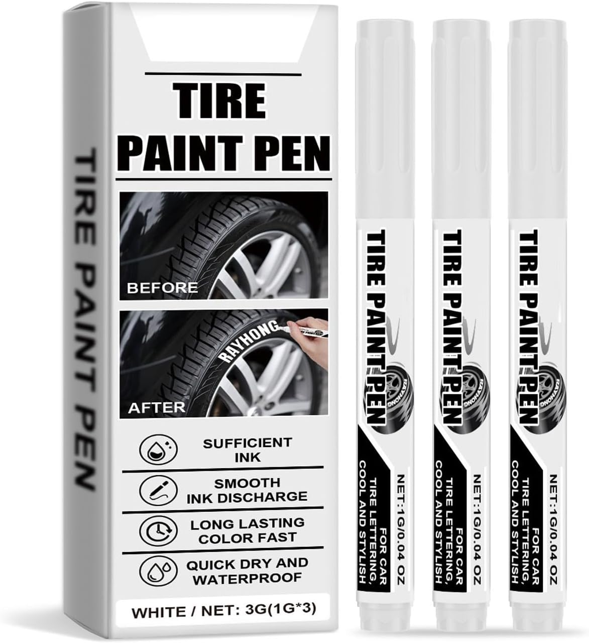 15Pcs White Tire Paint Pen Quick Drying for Car Tire Lettering Water Temperature Car Marker Pen Repair