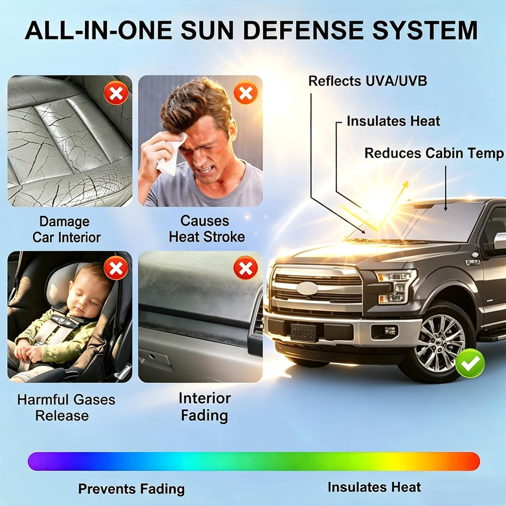 Windshield Sun Shade Compatible with 2015-2020 Ford F150 Accessories,Foldable Front Sun Visor,F-150 Sunshade,Fits Lariat,King Ranch,Platinum,XL,XLT,Limited and Raptor Model