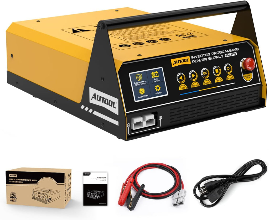 AUTOOL EM365 Inverter Programming Power Supply, Power Inverter for Car, 12V Automotive Battery Maintainer with 400A Rated Current, Adjustable 10.8-15V, Multi-Protection