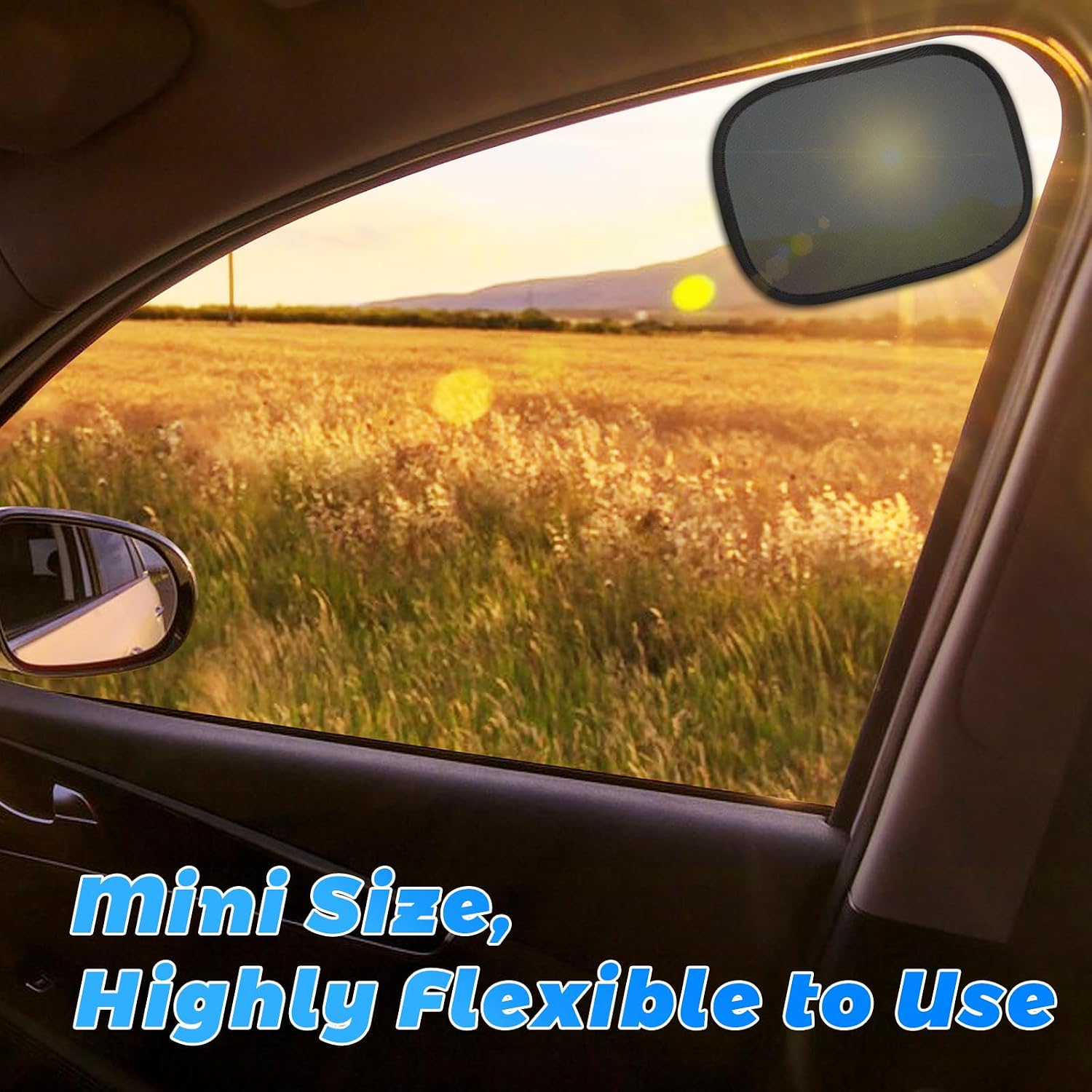 Car Window Shades, 2 Packs Mini Car Sun Shade for Front/Rear Window/Windshield, See Through Cling Window Blocker, Mesh Window Cover Screen Sun Glare 9.2"x6.9" Universal Fit