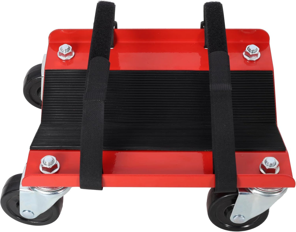 Snowmobile Dolly Heavy Duty V-Slide with 2.5" Swivel Casters & Rubber Pads, 1500lbs Capacity, Red