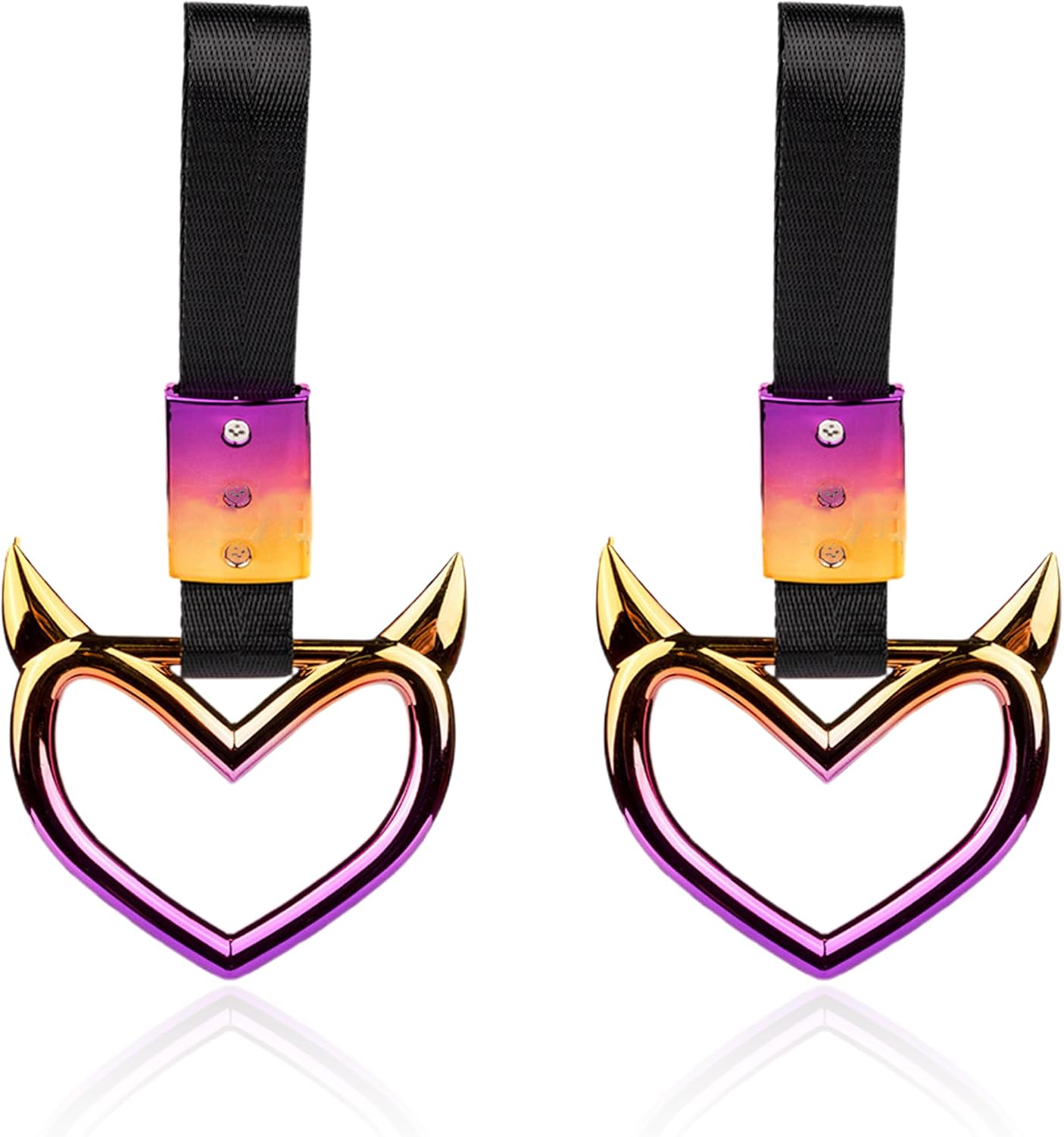 Tsurikawa JDM Car Accessories, Devil Heart Handle Strap Drift Charm Rear Bumper Warning Hang Ring, Universal Fit for Car SUV Interior Exterior Subway Bus Decoration 2 pcs