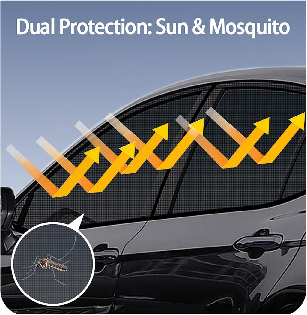 Car Window Shades for Lincoln MKX 2007–2018 U388, 4 Pack Breathable Mesh Car Side Window Sunshade, Block UV Rays and Mosquitoes, Roll Down Windows Freely, Side Cover