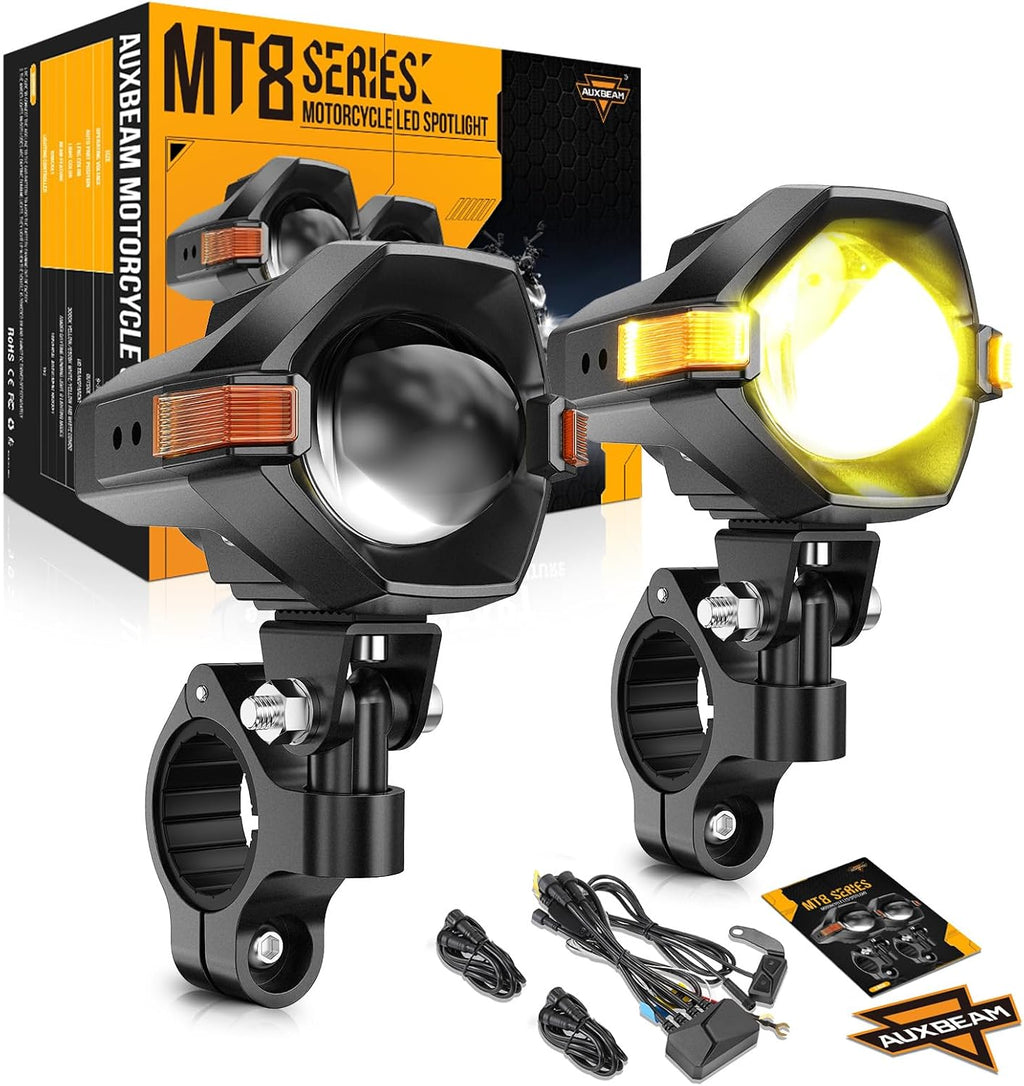 auxbeam mt8 series motorcycle fog lights auxiliary lights, main product view