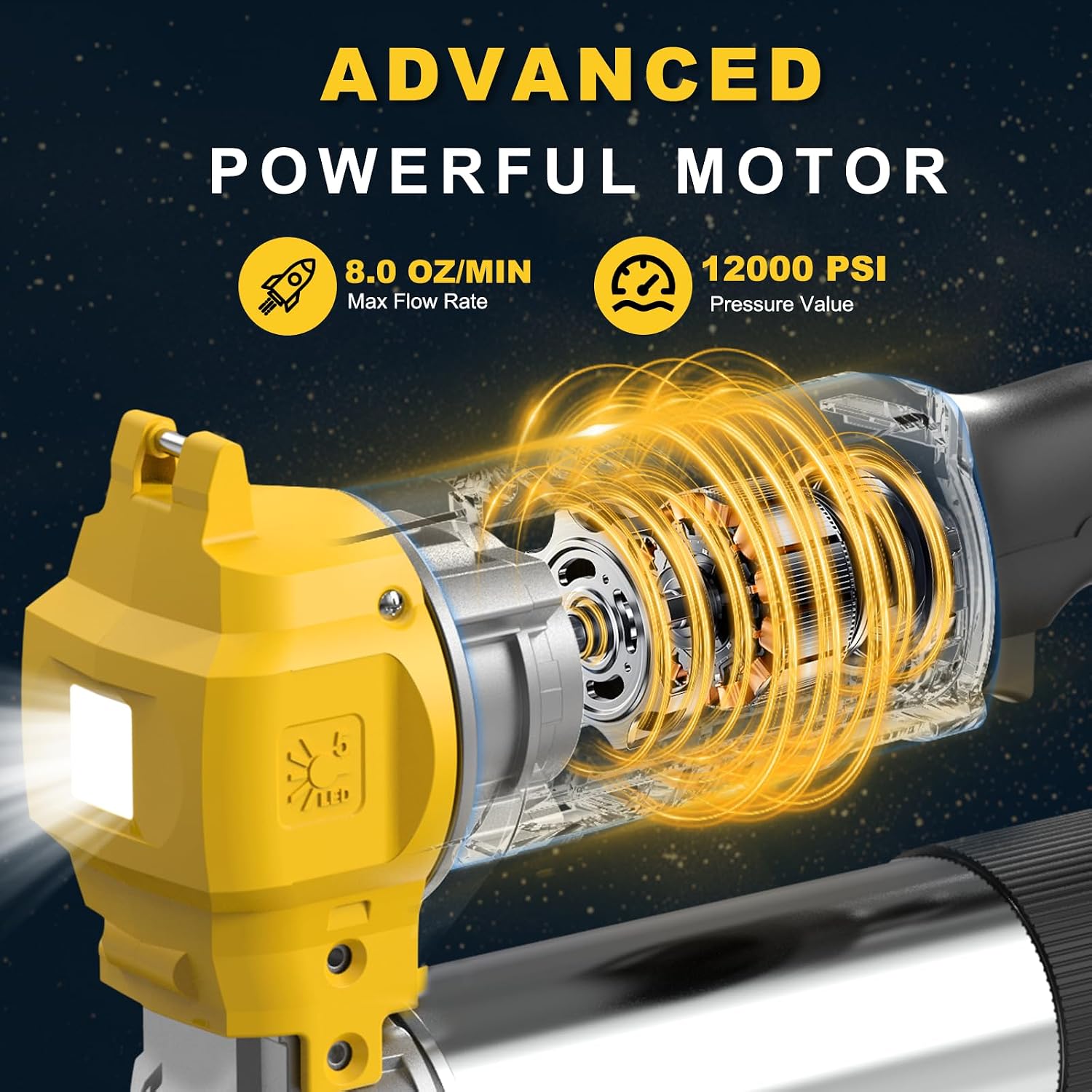 Electric Grease Gun Compatible with DeWalt 20V Battery, Variable Speed Triggers, 10000 PSI High-Pressure Cordless Grease Gun Works with Bulk & Cartridge Grease, 39" Hose & 4 Couplers (Tool Only)