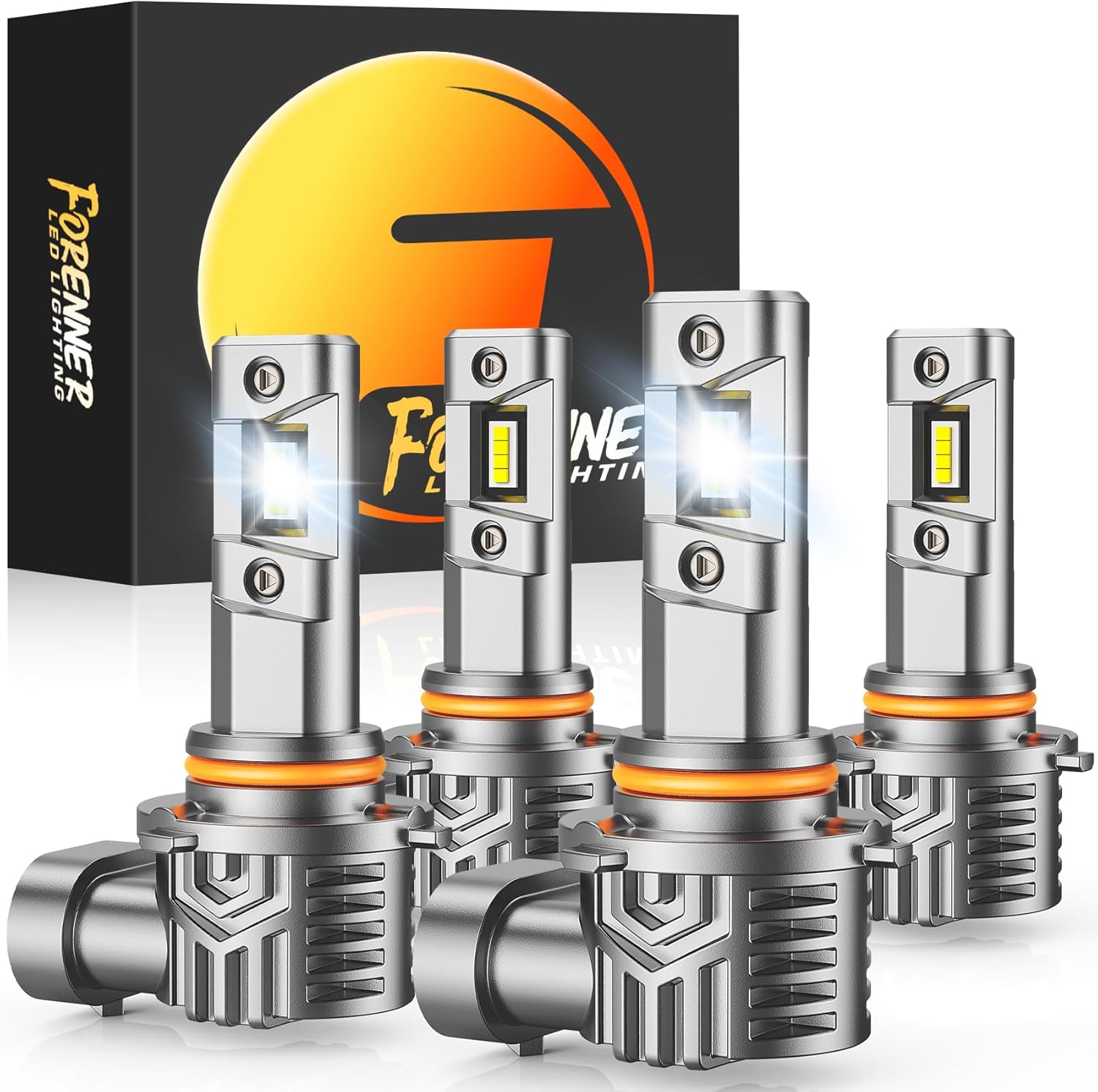 FORENNER 9005 9006 Light Bulbs Combo, 1000% Super Bright, 9005/HB3 9006/HB4 Lights Bulb, 10 Years Long Lifespan, 1:1 Mini Size, IP68 Waterproof, Non-Polar Plug and Play, Pack of 4