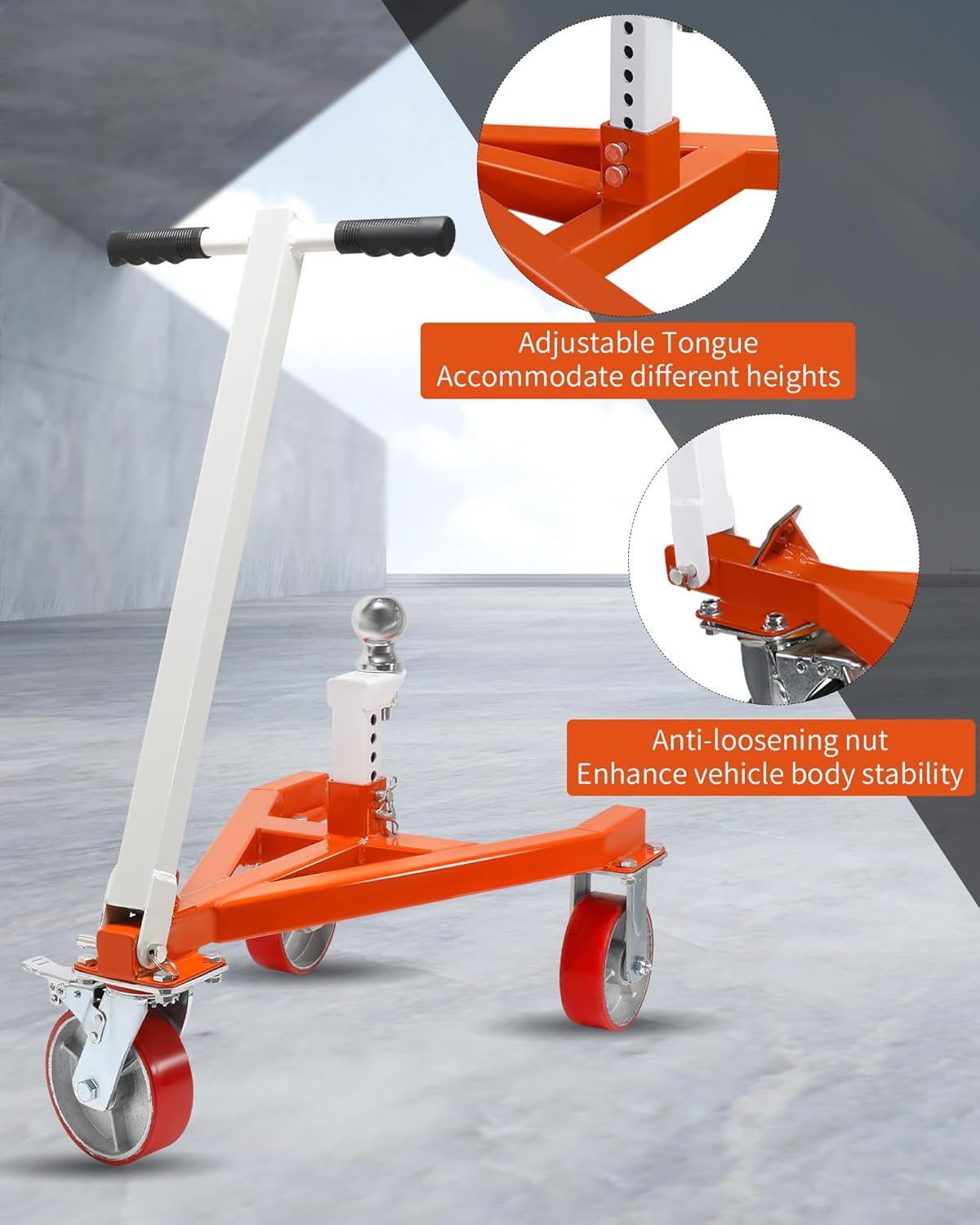 Trailer Dolly, 3500 lb Tongue Weight Trailer Mover with 2 in & 2-5/16 in Ball, Angle Adjustable, Suitable for RV Boat Motorcycle Jet Ski