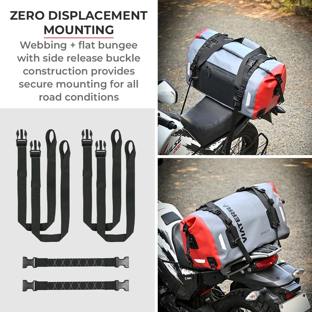 ViaTerra DryBag 55L Motorcycle Tailbag - 100% Waterproof Dry Bag I Universal Luggage & Works on All Motorbikes I No modifications or Saddle Stay/Rack Needed I Suitable as Travel Accessories