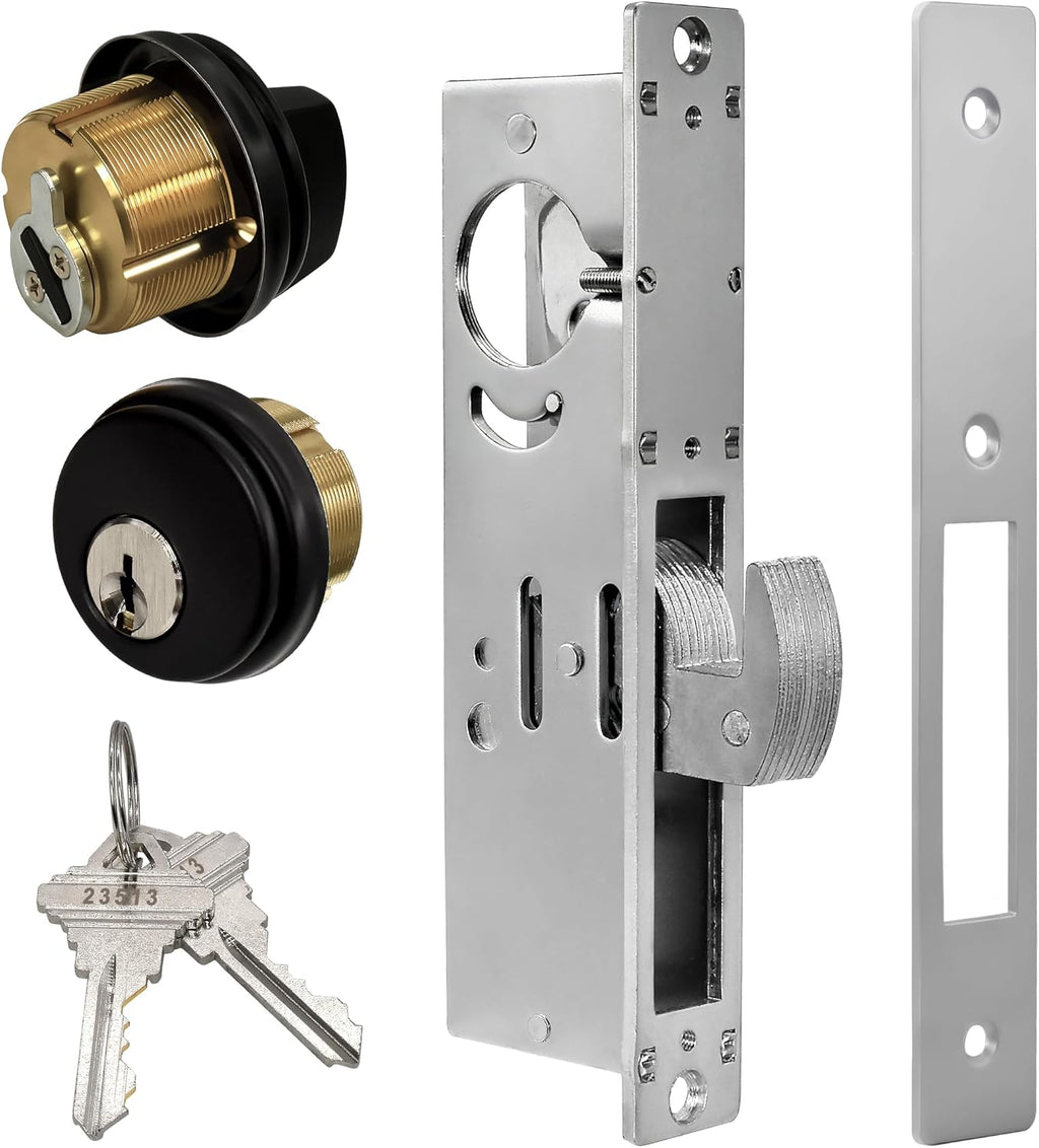 storefront door lock commercial mortise hook bolt (black, main product view