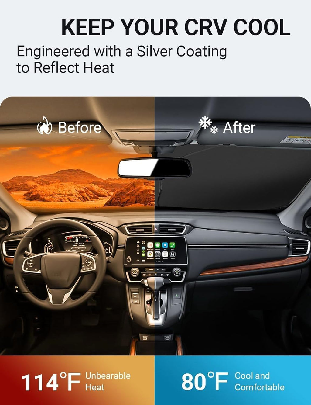 Proadsy Front Windshield Sun Shade Foldable Sunshade Protector Custom Fit 2017-2022 CRV SUV LX EX EX-L EX-L Navi Touring Accessories 2026 Upgrade