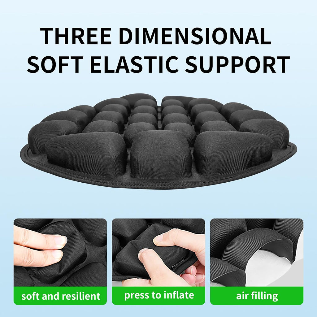 JFT Motorcycle Seat Cushion Air Pad Cover with Built-in Pump for Enduro Sports Street 14x15in Black Reduces Pressure by 30% for Long Rides Electric Mopeds