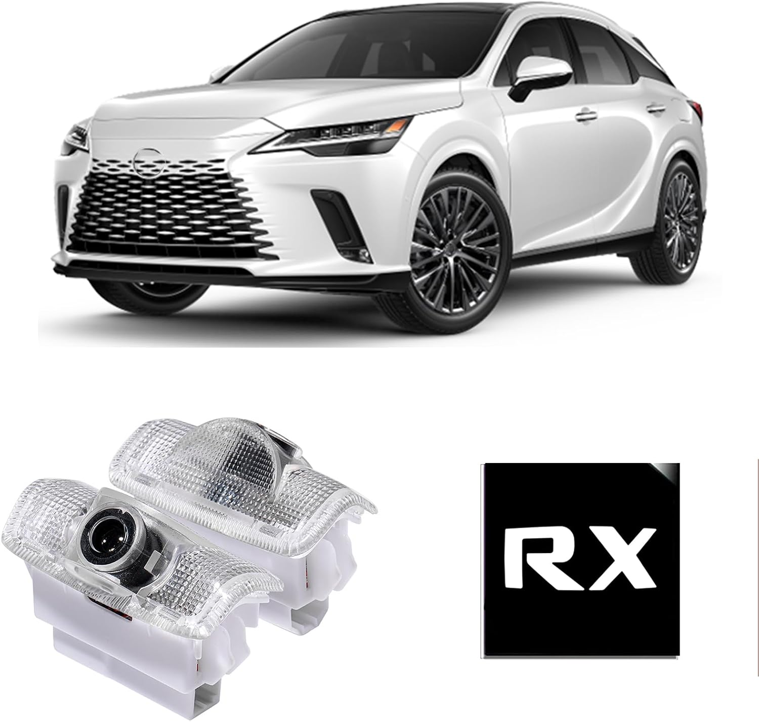 2pcs Never Fade Car LED Door Logo Compatible for RX350 RX350h RX450h RX450h+ RX500h,Ghost LED Projector Laser Courtesy Step Shadow Light Accessorie (RX)
