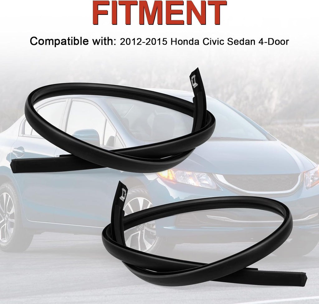 2Pcs Roof Trim Molding Kit Compatible with Honda Civic Sedan 4-Door 2012 2013 2014 2015 Left & Right Side Rubber Roof Moulding Drip Stripping Replace# 74316TR0A01 74306TR0A01 74316TR0A11 74316TR0A12