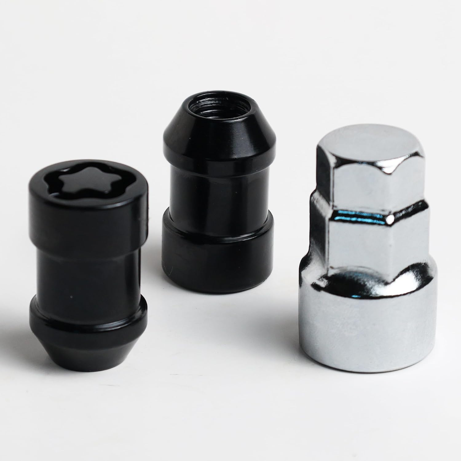 Black M12X1.5 Wheel Locks Lug Nuts for Cars Tires, Set of 5 Locks with 1 Key