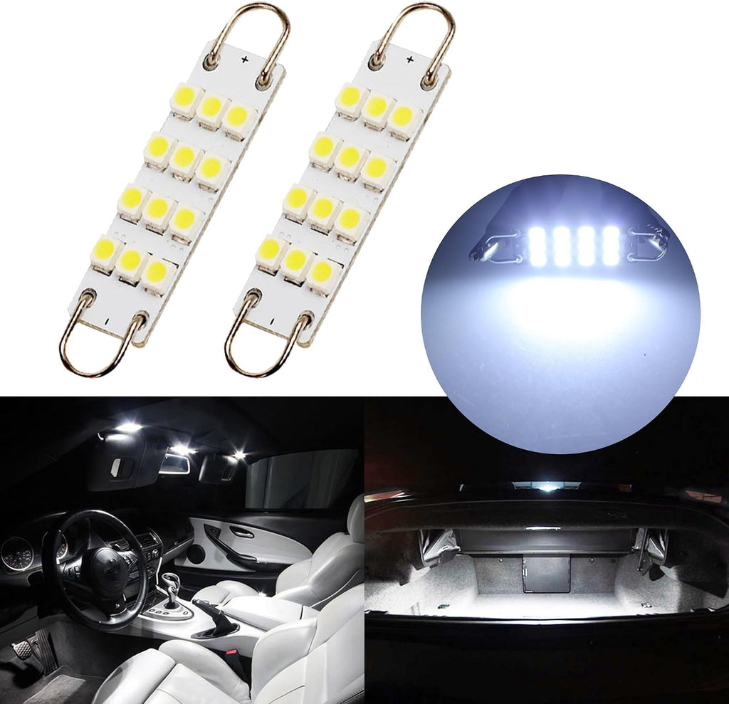 Festoon 561 562 567 564 44mm Led Light White Replacement for Car Interior Light Dome Map Light Door Courtesy Lights Trunk Light (Pack of 2)