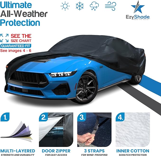 EzyShade 10-Layer Waterproof Sports Car Cover. See Vehicle Size-Chart - Image 2