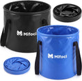 Mifoci 2 Pcs Collapsible Bucket 5 Gallon and 8 Gallon with Handle Portable Foldable Bucket for Camping Fishing Sturdy Leakproof Collapsible Cleaning Buckets for Car Wash RV Outdoor (Black,Dark Blue)