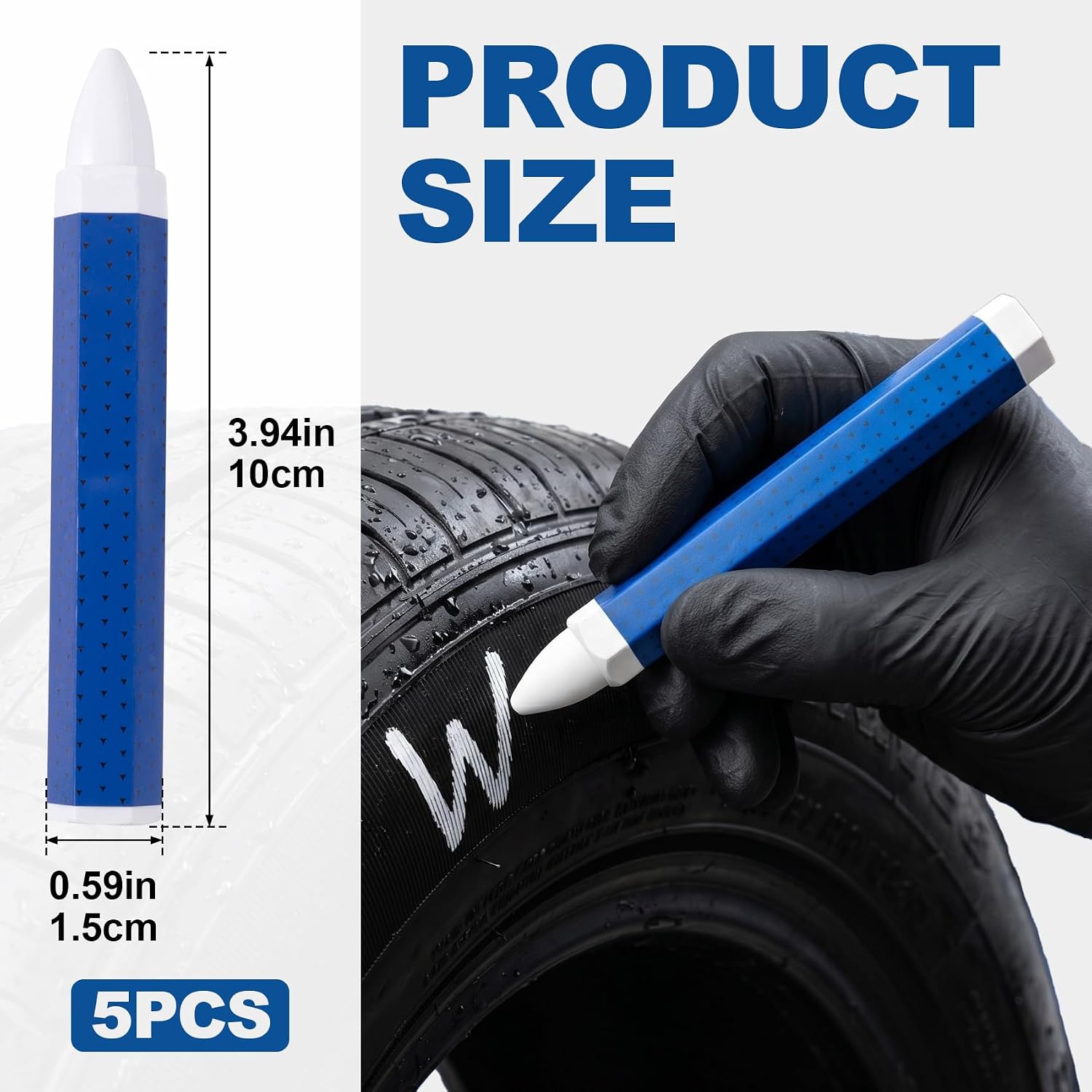 5 Pcs White Tire Marker Crayons, Wax Marking Crayons, Industrial Marking Sticks for Lumber Crayon, Mechanics, Wet/Dry Tires, Many Other Materials