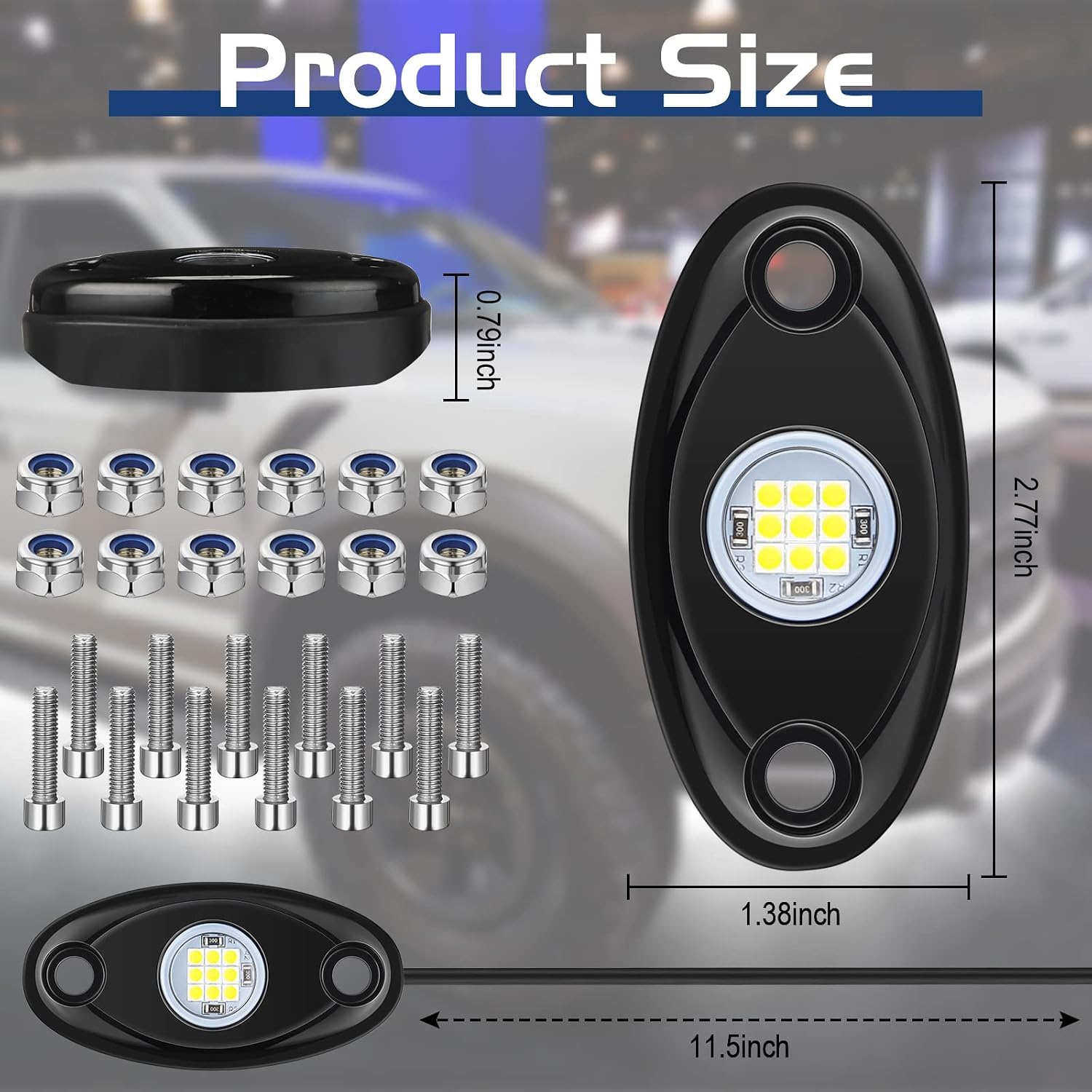 Macarrie 12 Pods Rock LED Lights Waterproof Neon Underglow Trail Rig Lamp Lighting for Car SUV Pickup Truck Motorcycle Boat ATV Utv RZR Rv Offroad Trailer Fender Under Body Golf(White)