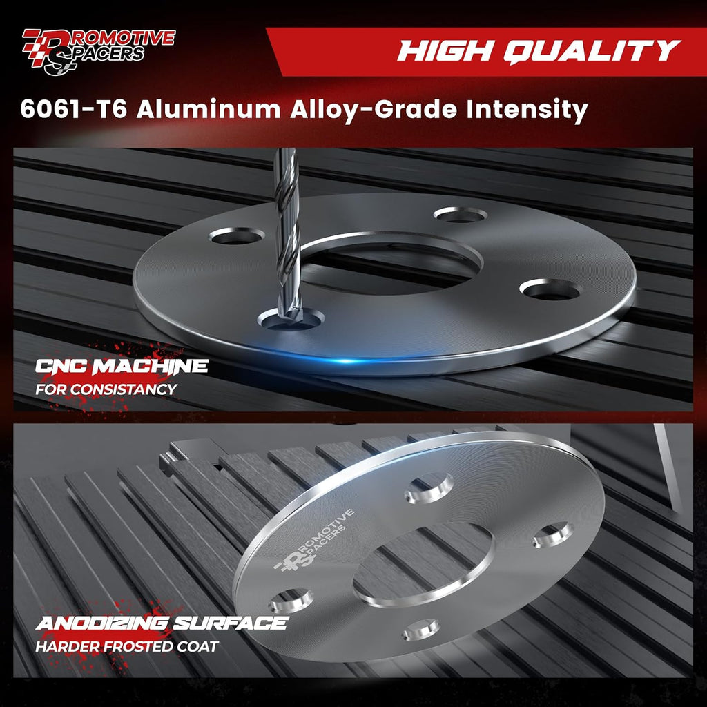 PMS 5mm Hub Centric Wheel Spacers 5x114.3 (5x4.5) 67.1mm M12x1.5 Studs 4PCS | Forged 6061-T6,Anodized Finish,10.9 Grade Studs,Direct Bolt On, For Mazda, Mitsubishi, Hyundai, Kia