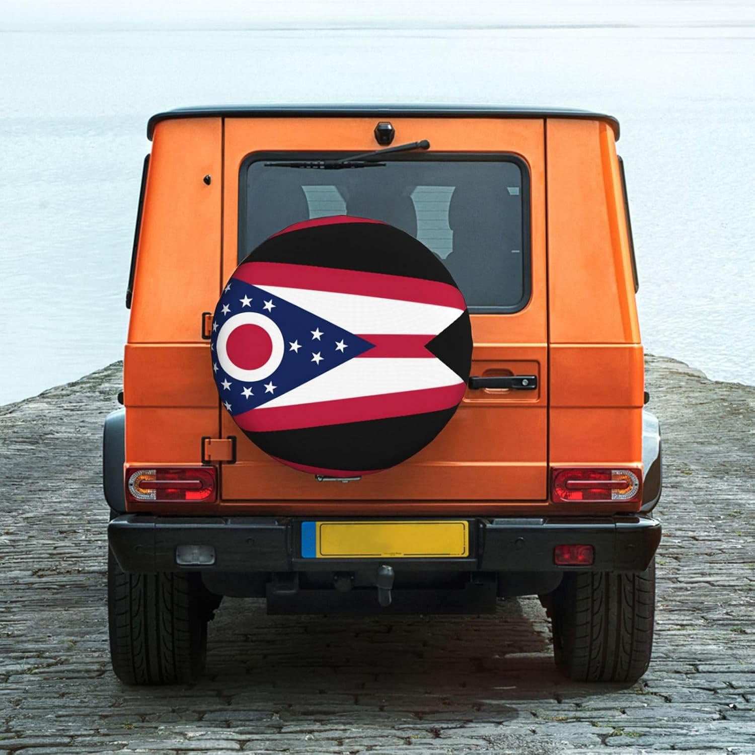 Ohio State Flag Print Universal Spare Tire Cover for RV, Jeep | Wheel Protector Fits Rv, Trailer, Jeep, Shield Tires From Sun, Dirt And Rain For Outdoor Storage