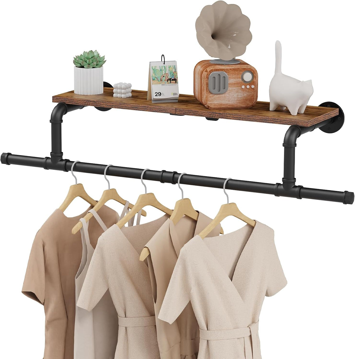 wall mounted garment rack,clothing hanging rod,37.6×10.2×5.9 in, main product view