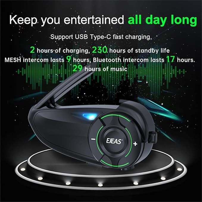 SolaMr Q8 Motorcycle Helmet Bluetooth Intercom Headset, 230hours Standby - Image 5