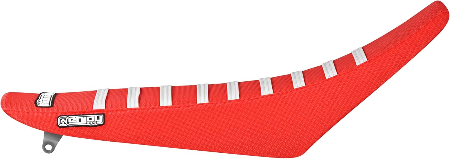 Enjoy Mfg Seat Cover - Compatible Fit for 2002-2004 Honda CRF 450R CRF450R 450 R #58 (All Red with White Ribs)