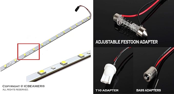 ICBEAMER 12" Color Changing from Blue to White 18 SMDs 5050 LED Light Strip - Image 2
